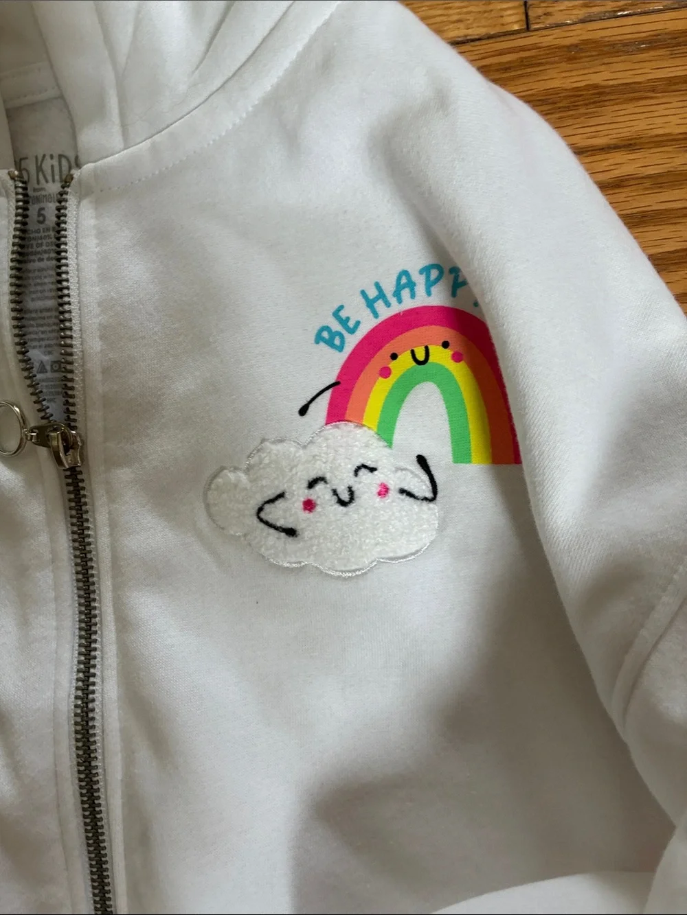 Old Navy Girls Bright Pink Hoodie with Rainbow & Fun Patches